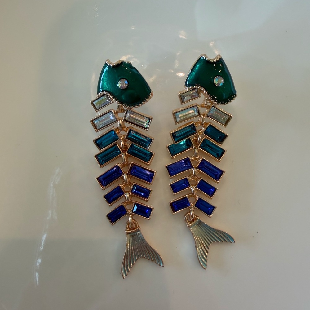 Enamel Articulated Fish Dangle Earrings